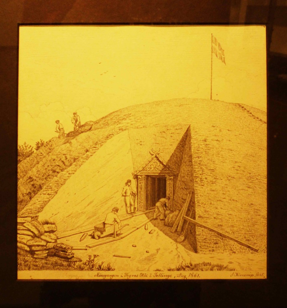 Illustration af Thyras Høj, 1861, Nationalmuseet, Den Ny Danmarks Oldtid, 2015